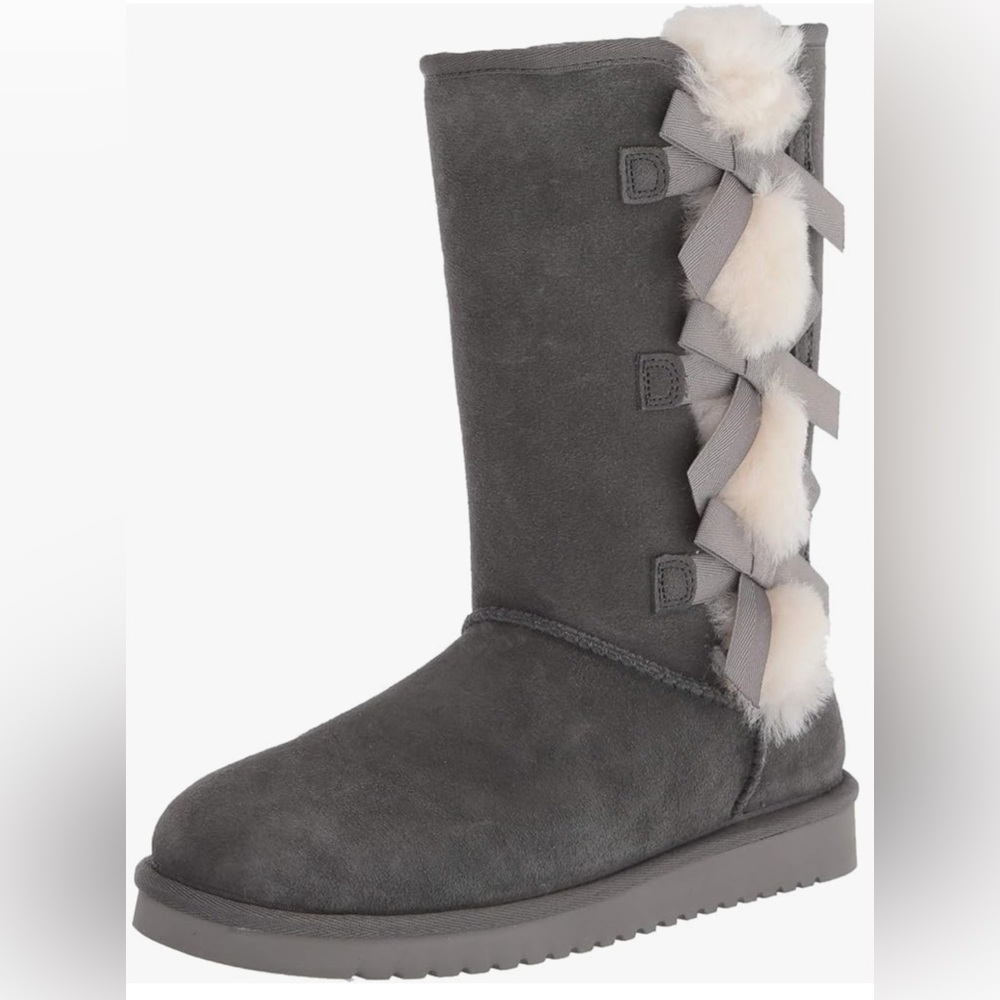 Koolaburra by Ugg Grey Bow Shearling Lined Boots